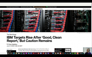 picture of the first frame of a video recording on comments about IBM's second quarter 2020 earnings report
